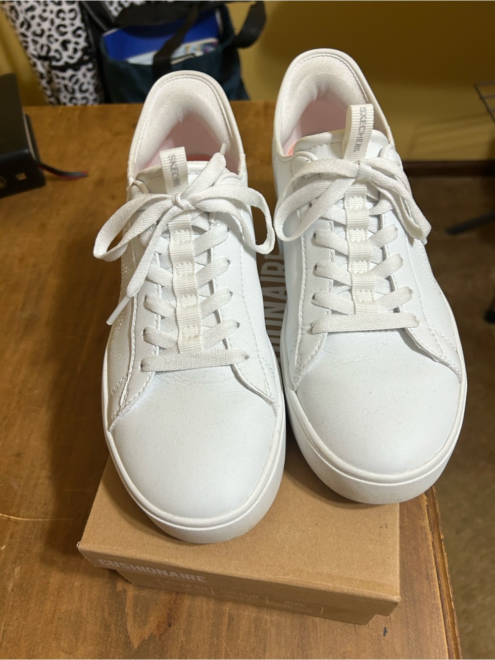 Skechers Women's White Low-Top Lace-Up Sneakers